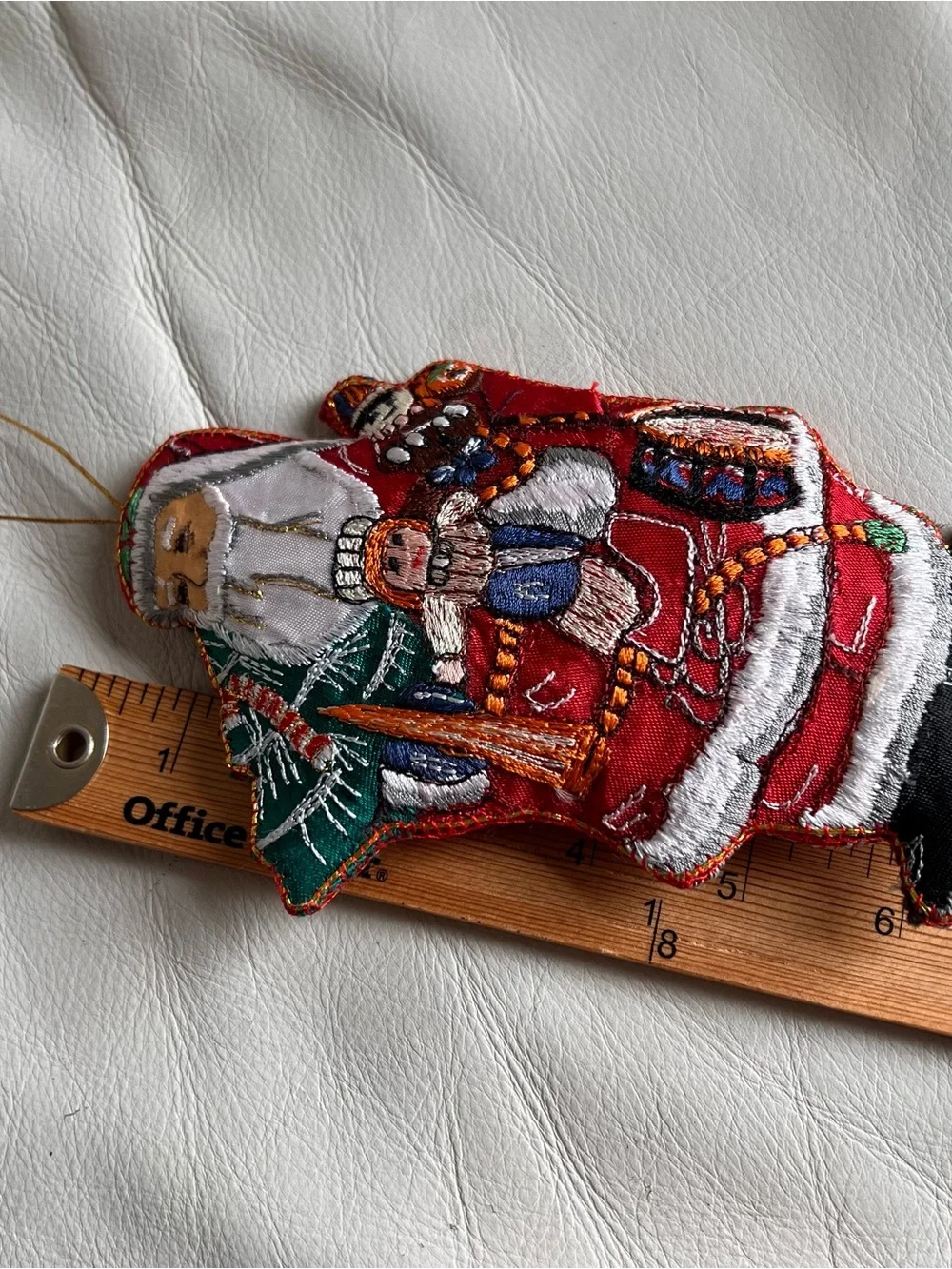Handmade Red Santa Claus Embroidered Holiday Hanging Ornament